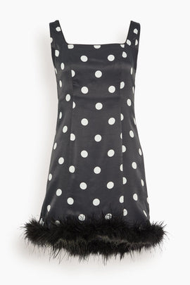 Edina Mini Dress in Black Polka Dot