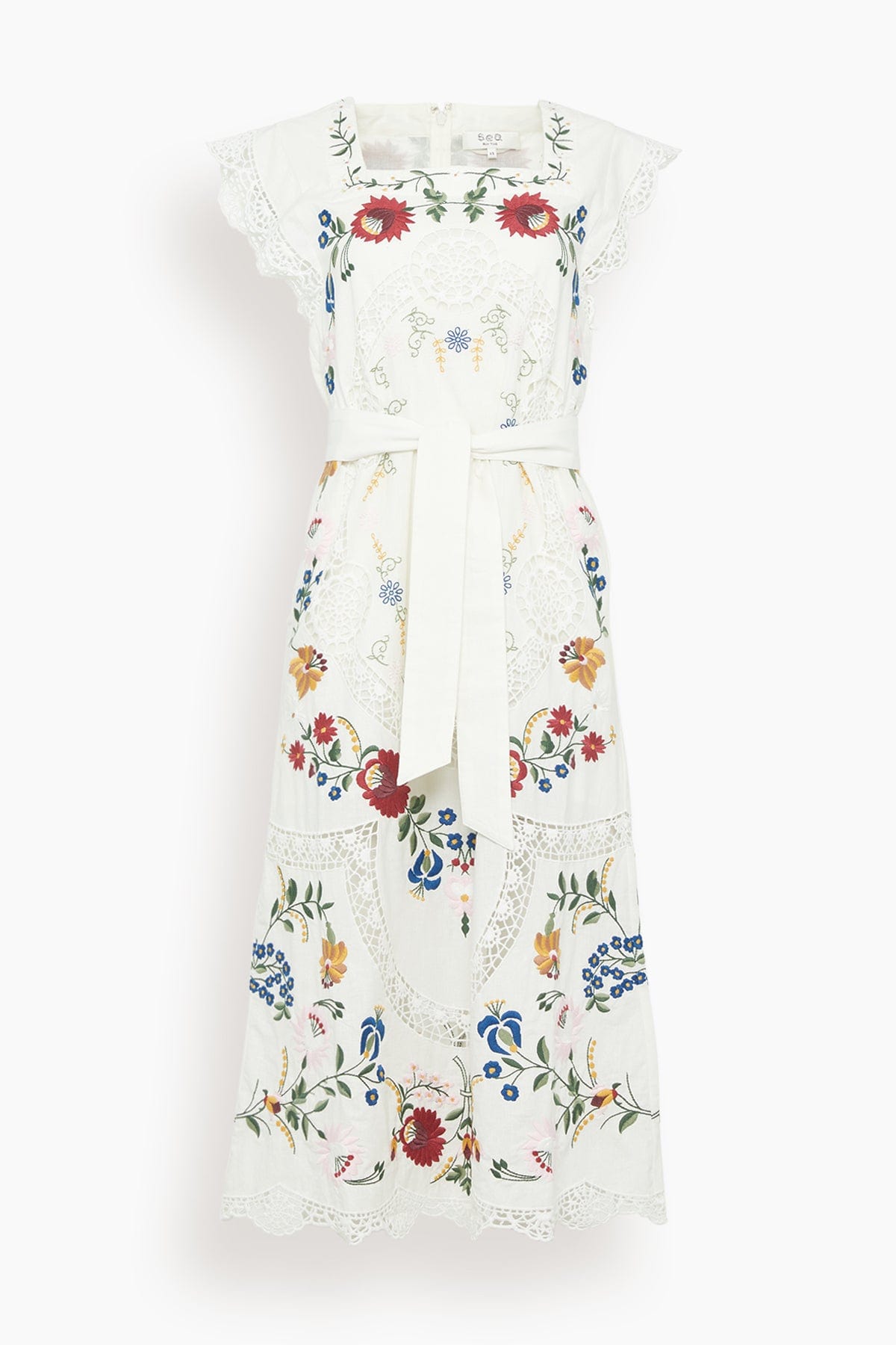 Sea Celia Embroidery Tank Midi Dress in Cream Hampden Clothing Sea Celia Embroidery Tank Midi Dress in Cream Hampden Clothing
