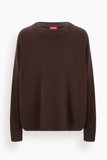 Staud Serrano Cashmere Relaxed Crewneck Sweater in Dark Chocolate