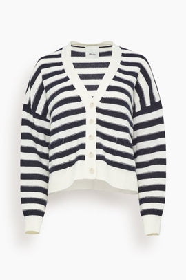 V Cardigan in Fleur De Sel/Deep Night