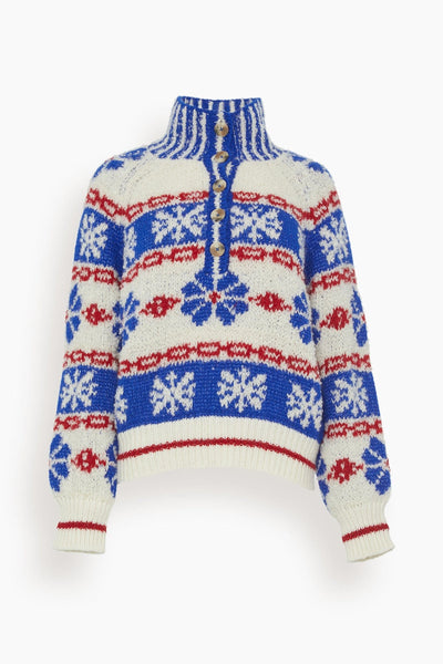 The Buttoned Funnel Jumper Sweater in Snow Daze
