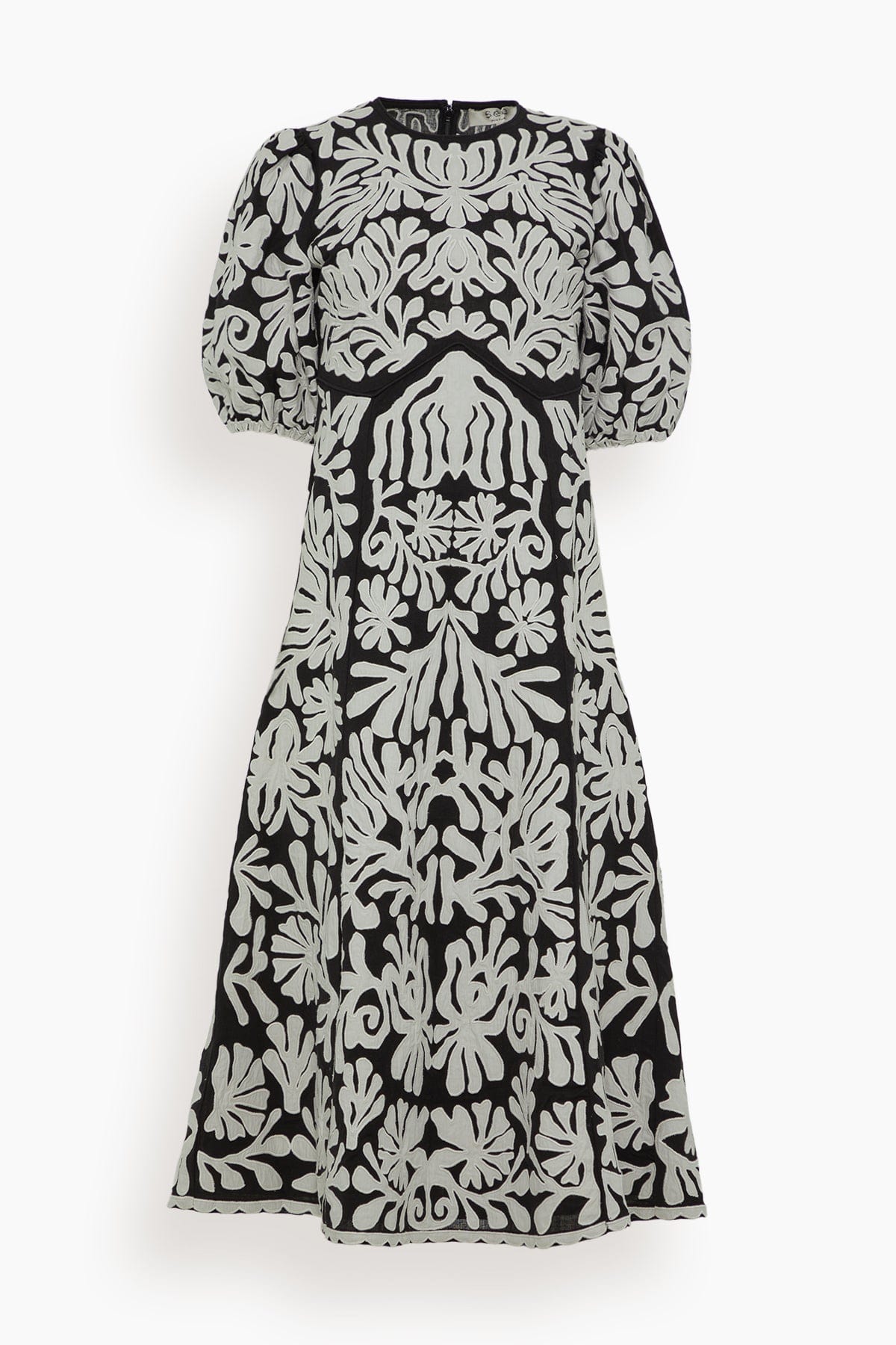 SEA Agathe Applique Puff Sleeve Dress in Black – Hampden