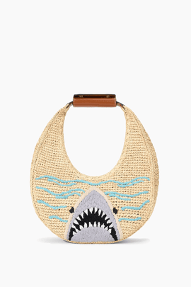 Moon Raffia Tote Bag in Great White