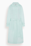 Another Tomorrow Recycled Nylon Trench in Aquamarine