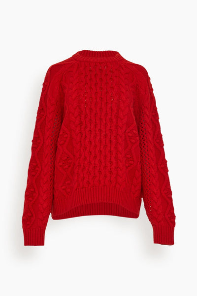 Secas Cable Knit Sweater in Cherry