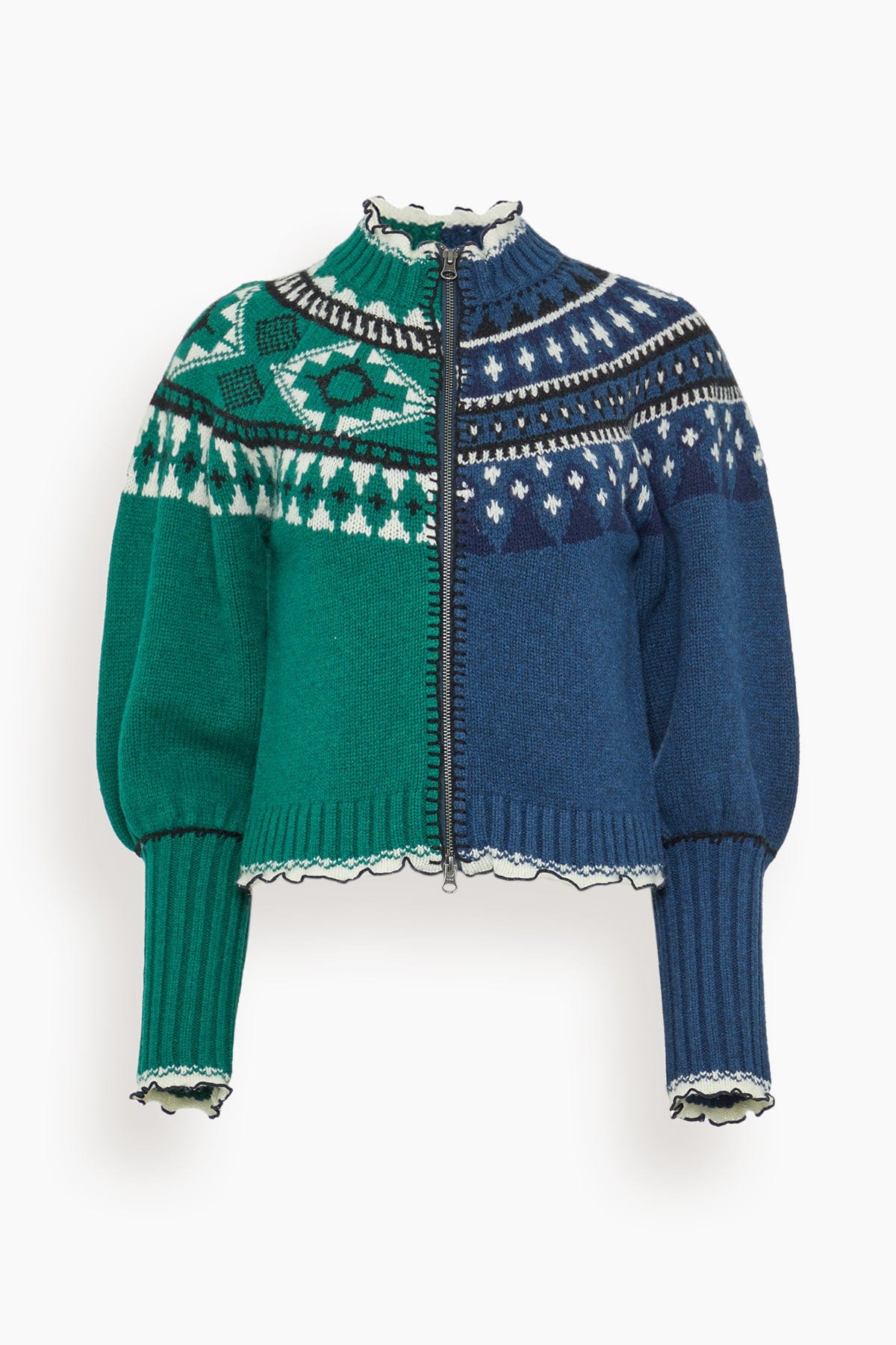 Sea Linea Fair Isle Zip Front Cardigan in Multi