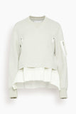 Sacai Sponge Sweat Nylon Twill Pullover in Ecru/Off White
