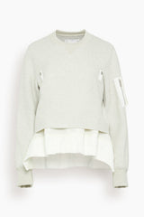 Sacai Sponge Sweat Nylon Twill Pullover in Ecru/Off White