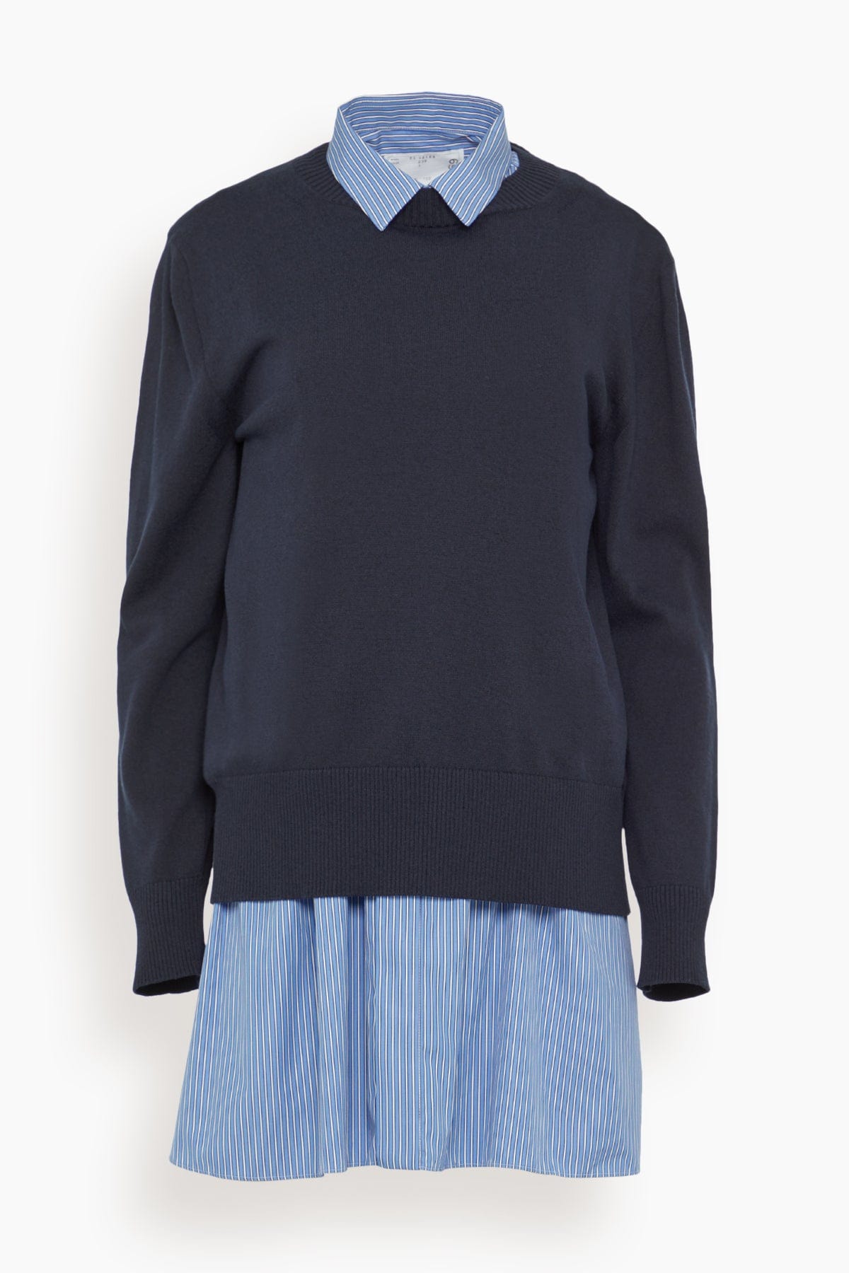 Sacai - Sacai Poplin Cotton Knit Dress in Navy/Blue Stripe 4 / L - Hampden Clothing Sacai - Sacai Poplin Cotton Knit Dress in Navy/Blue Stripe 4 / L - Hampden Clothing