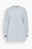 Toast Tops Garment Dyed Linen Oversized Shirt in Egg Blue Garment Dyed Linen Oversized Shirt in Egg Blue