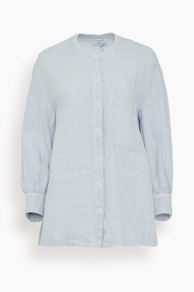 Garment Dyed Linen Oversized Shirt in Egg Blue