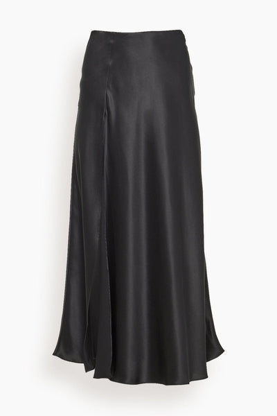 Midi Skirt with High Slit in Black