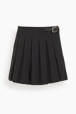 Sea Adeline Wool Suiting Belted Pleat Mini Skirt in Black