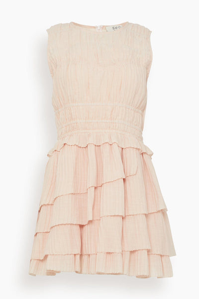 Thalia Ramie Tank Mini Dress in Blush