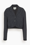 Tibi Jackets Kian Glenplaid Cropped Bomber Blazer in Grey Multi Tibi Kian Glenplaid Cropped Bomber Blazer in Grey Multi