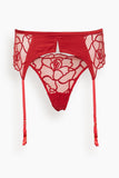 Kiki De Montparnasse Petite Chou Embroidery Garter Belt in Red
