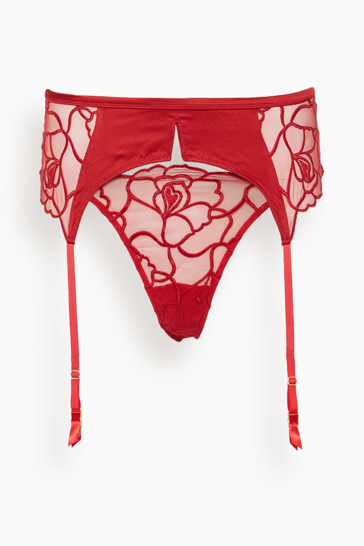 Kiki De Montparnasse Petite Chou Embroidery Garter Belt in Red Hampden Clothing Kiki De Montparnasse Petite Chou Embroidery Garter Belt in Red Hampden Clothing
