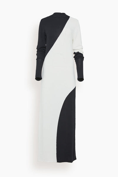 Lila Optical Knitted Dress in Black/White