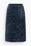 Alemais Ellie Sequin Skirt in Navy