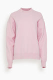 Tibi Boiled Wool Crewneck Easy Pullover in Pink