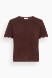 Tanya Taylor Dailey Cashmere T-Shirt with Lace in Deep Redwood