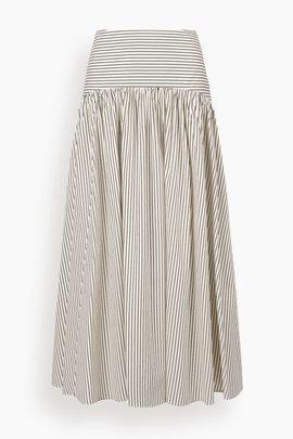 Procida Skirt in Ivory/Dark Oak Micro Stripe
