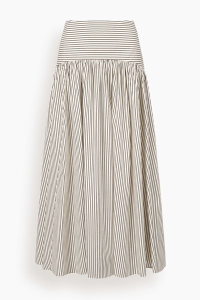 Procida Skirt in Ivory/Dark Oak Micro Stripe