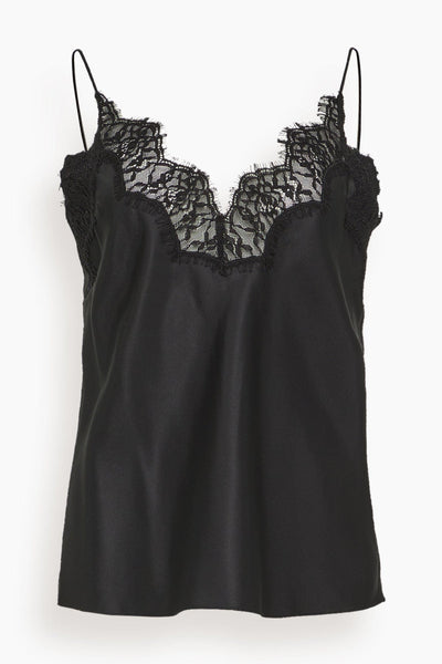 Silk Lace Camisole Top in Black