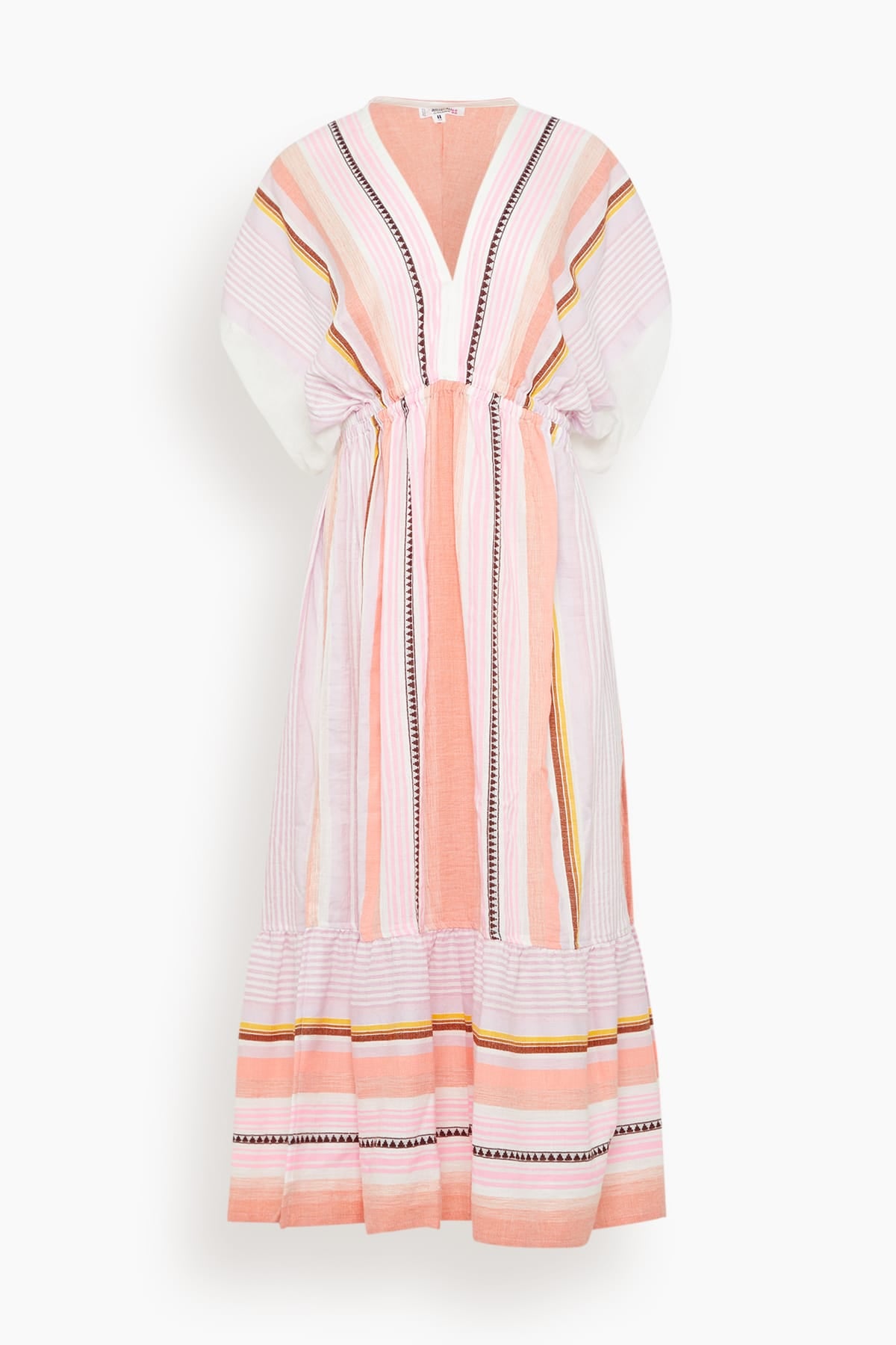 lemlem plunge neck dress lemlem Women's LEILA Hand Woven Long Plunge Neck Dress in Eshe Blue