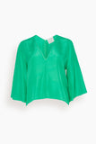 Forte Forte Tops Habotai Silk V-Neck Top in Emerald