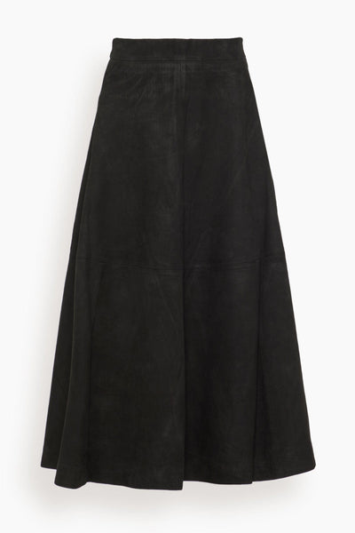 A-Line Suede Skirt in Black