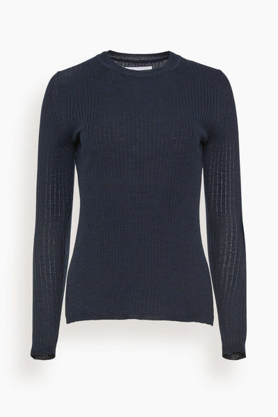 Fine Gauge Second Skin Sweater in Navy