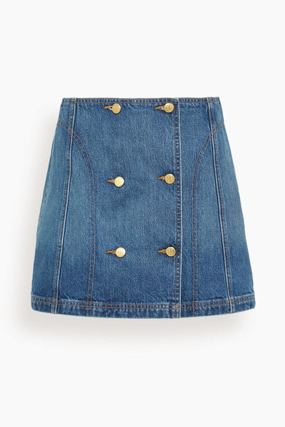 The Clara Mini Denim Skirt in Danube
