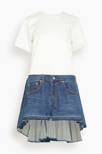 Denim Dress in Off White x Blue