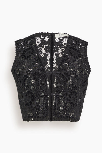 Sabine Embroidery Vest in Black