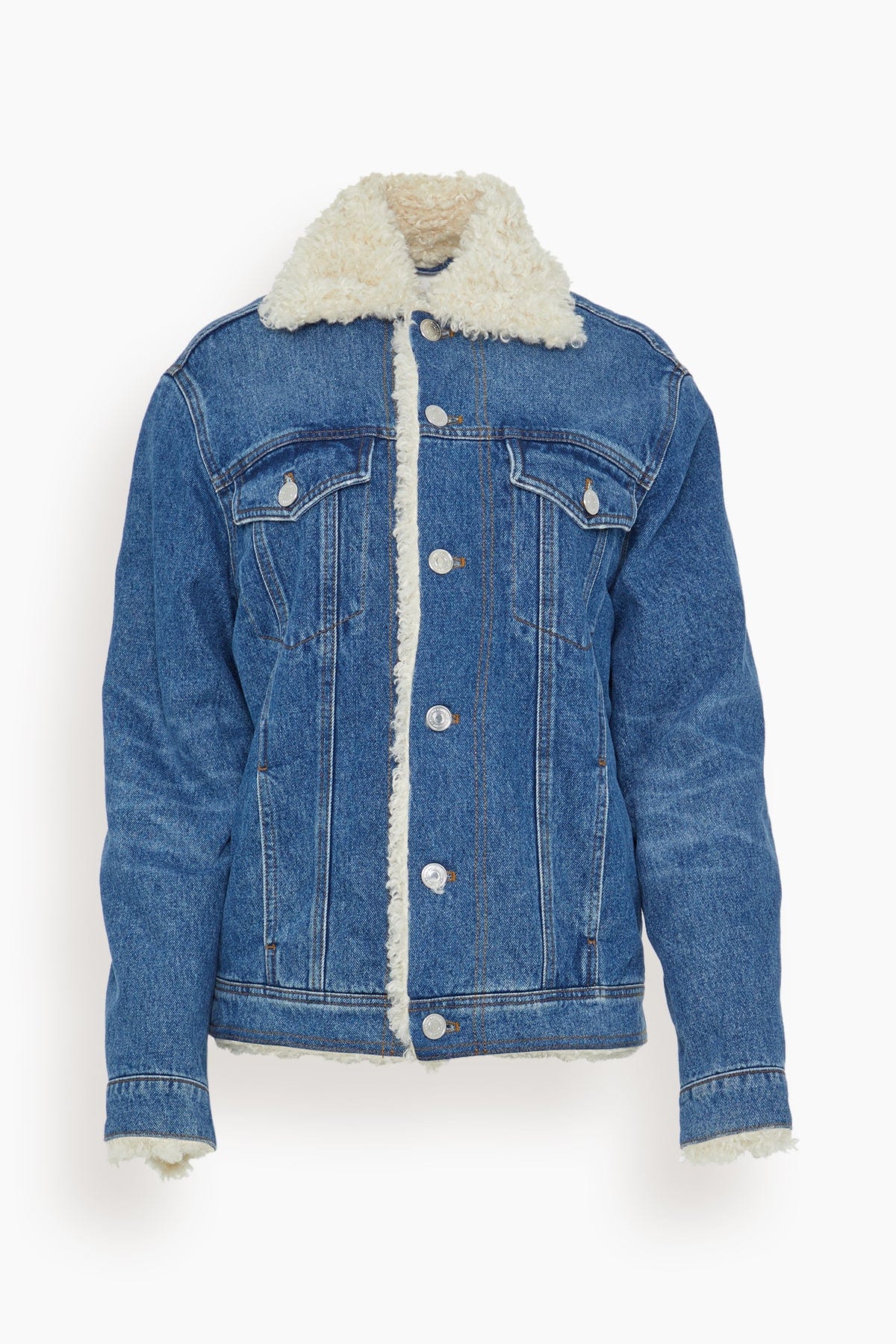 Ami Paris Jackets Trucker Jacket Lined with Synthetic Fur in Used Blue