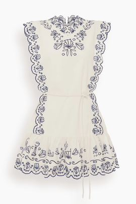 Leela Embroidered Mini Dress in Cream