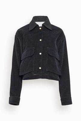 Cropped A-Line Jacket in Navy