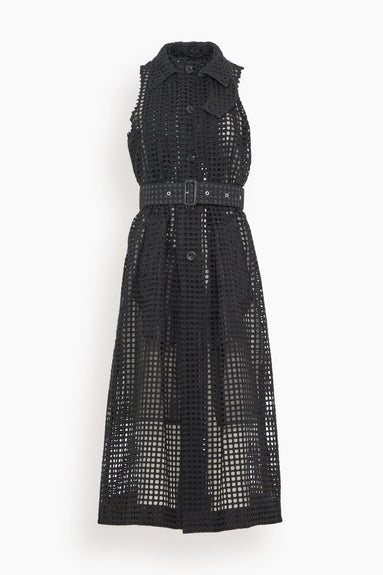 Sacai Casual Dresses Embroidery Lace Coat Dress in Black