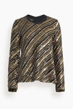 Giambattista Valli Sequin Long Sleeve Top in Black/Gold