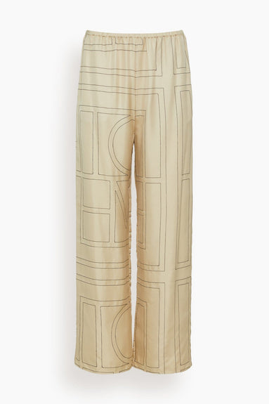 Toteme Pants Monogram Silk Pajama Bottoms in Ivory Toteme Monogram Silk Pajama Bottoms in Ivory