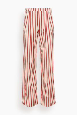 Cotton Pinstriped Pants in Rouge