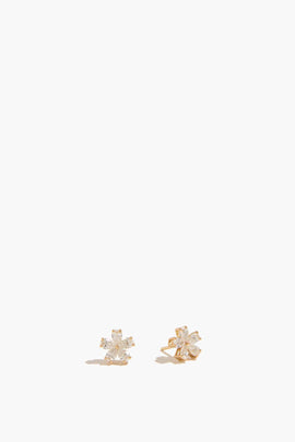 Mini Forget-Me-Not Diamond Earrings in 18k Yellow Gold