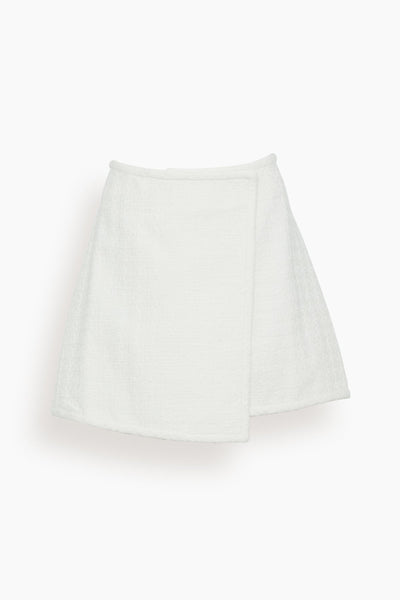 Tweed Wrap Skirt in Off White