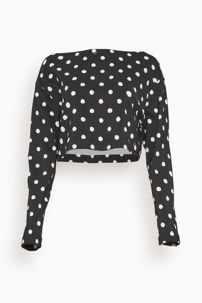 Small Dot Technical Jersey Boatneck Top in Black
