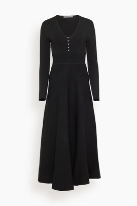 Button Front Dress in Black