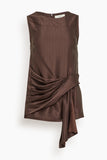 Loulou de Saison Fonda Draped Asymmetric Top in Dark Brown