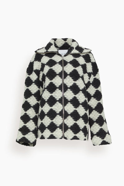 Tess Overshirt Full Zip in Crochet Black/White