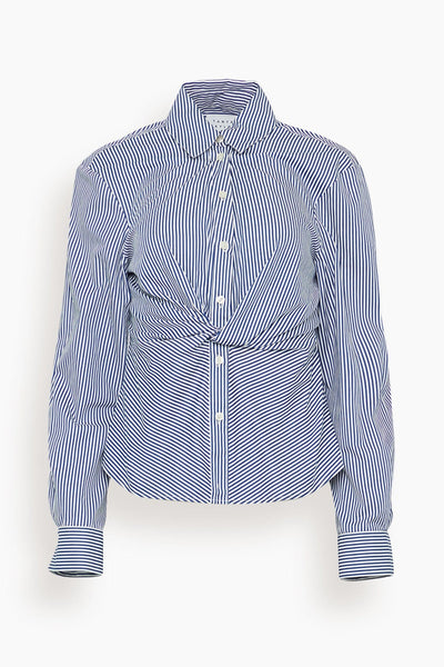 Long Sleeve Oakley Top in Blue/Optic White