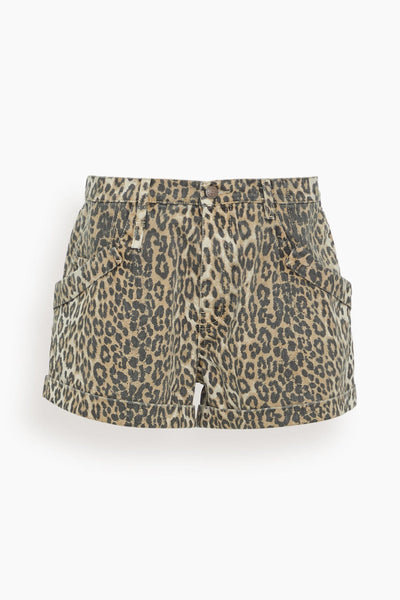 Pouch Pocket Shorts in Ecru Leopard